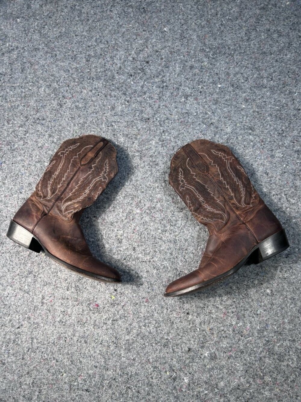 J.B. Dillon Western Boots Men's 13 D Brown Goat Leather Embroidered Cowboy